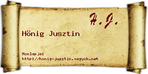 Hönig Jusztin névjegykártya